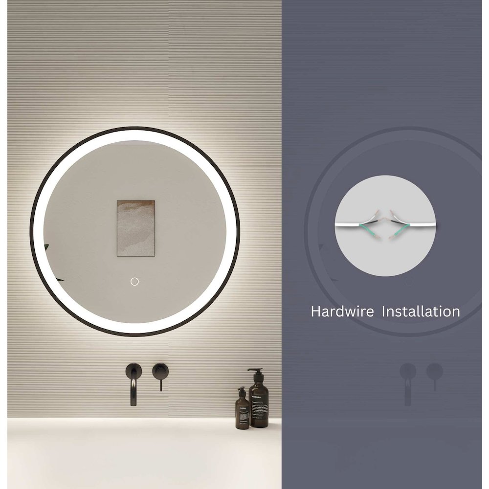 39 Round LED Front and Backlit Wall Mirror in Silver. Picture 13