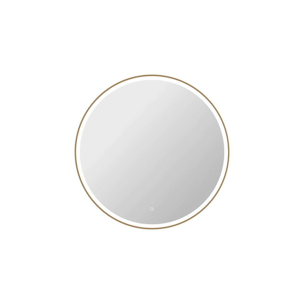 42 Round LED Front and Backlit Wall Mirror in Satin Gold. Picture 1