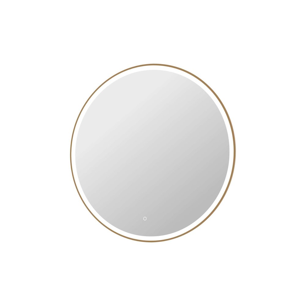 42 Round LED Front and Backlit Wall Mirror in Satin Gold. Picture 6