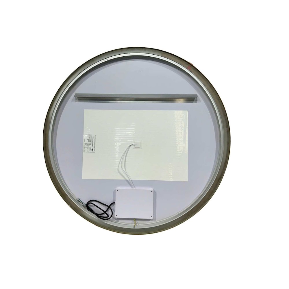 42 Round LED Front and Backlit Wall Mirror in Satin Gold. Picture 7
