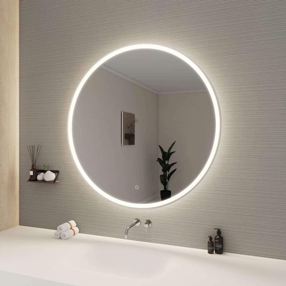42 Round LED Front and Backlit Wall Mirror in Silver. Picture 3