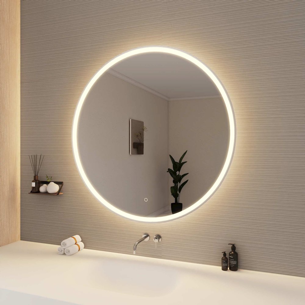 42 Round LED Front and Backlit Wall Mirror in Silver. Picture 4