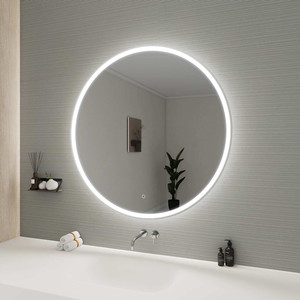 42 Round LED Front and Backlit Wall Mirror in Silver. Picture 5
