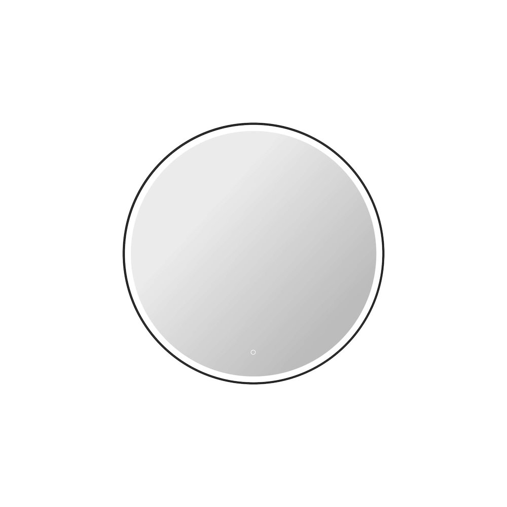 45 Round LED Front and Backlit Wall Mirror in Black. Picture 1