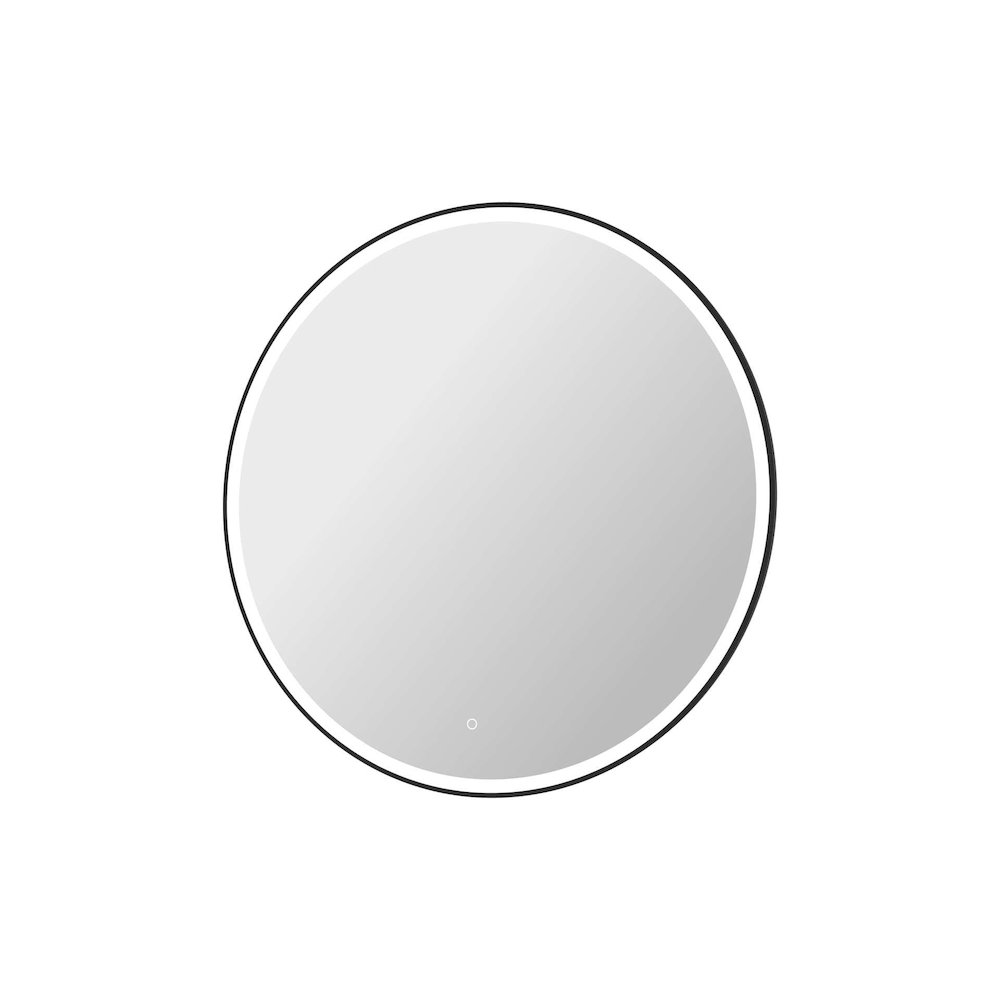 45 Round LED Front and Backlit Wall Mirror in Black. Picture 6