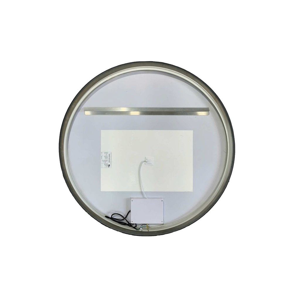 45 Round LED Front and Backlit Wall Mirror in Black. Picture 7
