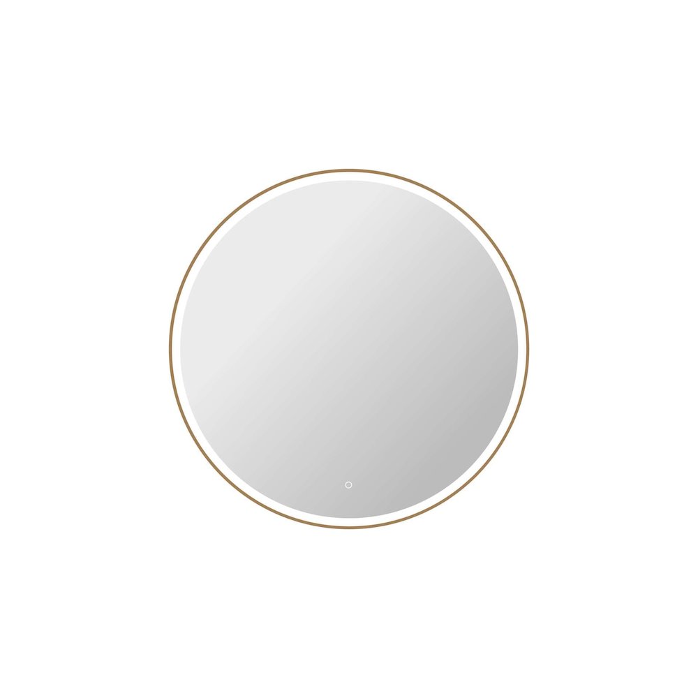 45 Round LED Front and Backlit Wall Mirror in Satin Gold. Picture 1