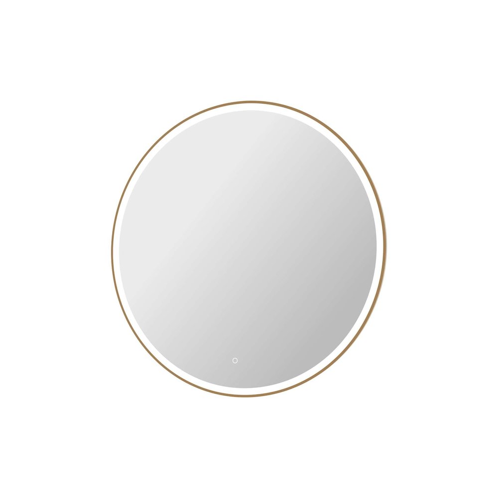 45 Round LED Front and Backlit Wall Mirror in Satin Gold. Picture 6
