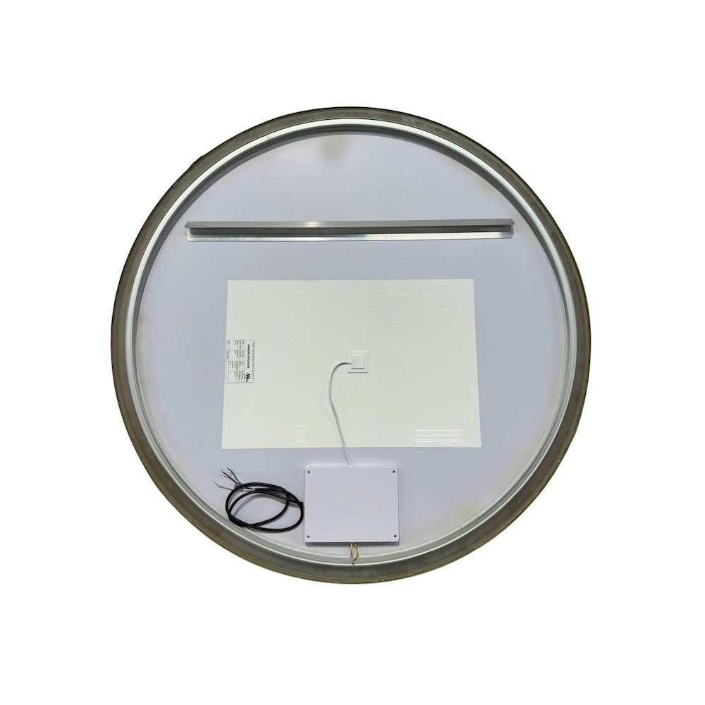45 Round LED Front and Backlit Wall Mirror in Satin Gold. Picture 7
