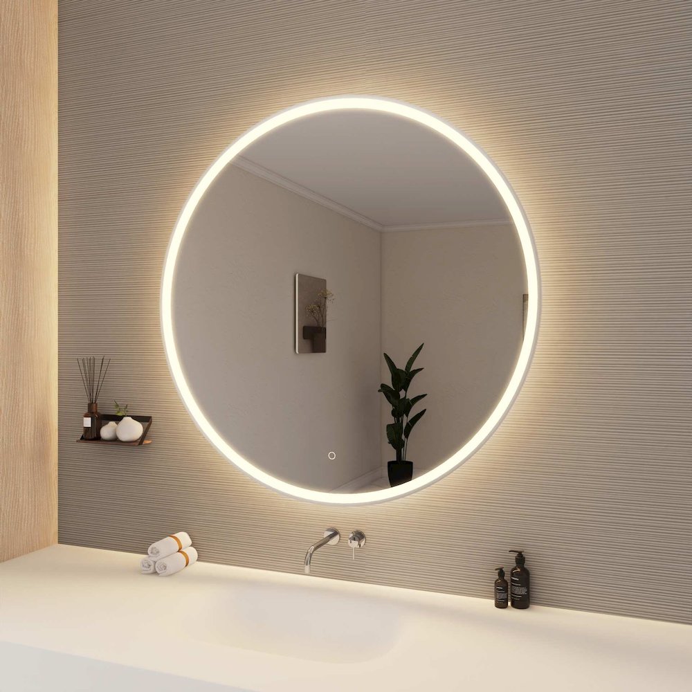 45 Round LED Front and Backlit Wall Mirror in Silver. Picture 4