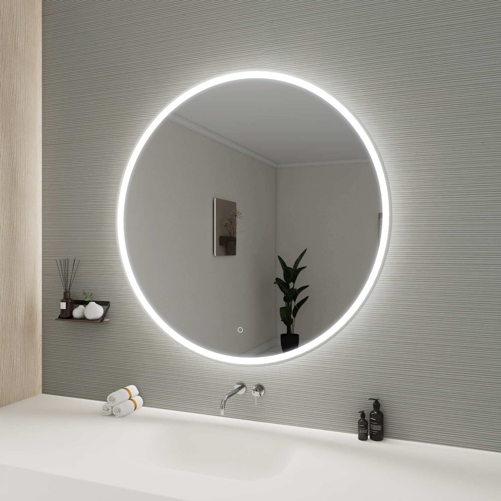 45 Round LED Front and Backlit Wall Mirror in Silver. Picture 5