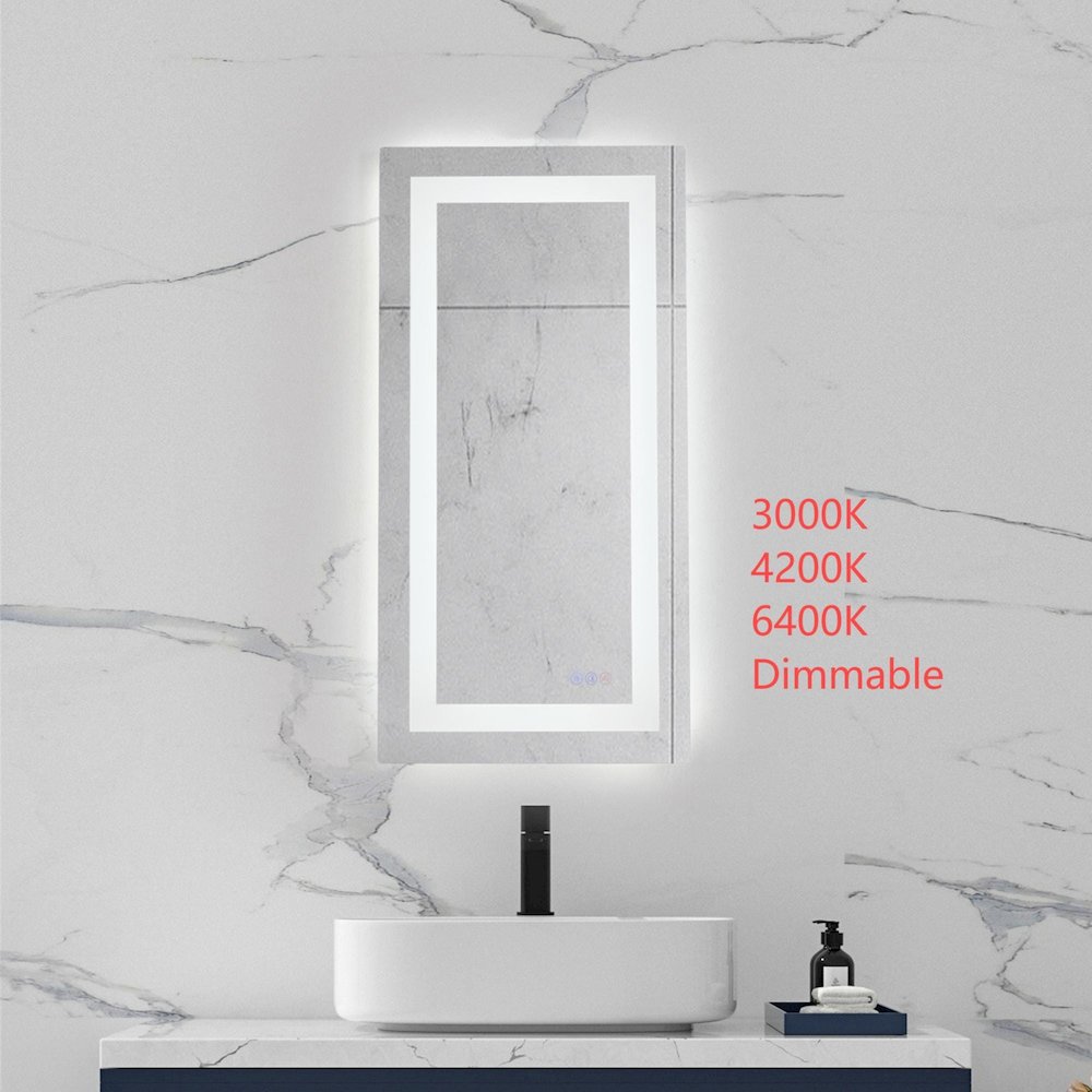 Riven 30X20 Led Mirror, Adjustable Color 3000K/4200K/6400K. Picture 2
