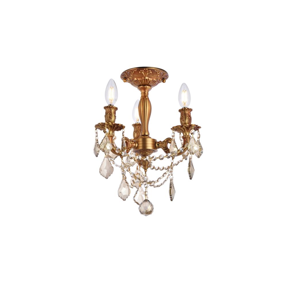 Rosalia 3 light French Gold Flush Mount Golden Teak (Smoky) Royal Cut Crystal. Picture 2