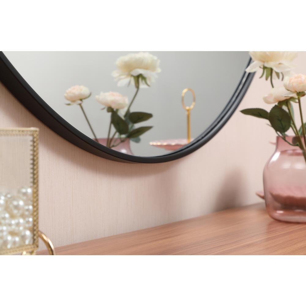 Metal frame round mirror with decorative hook 45 inch in Black. Picture 4