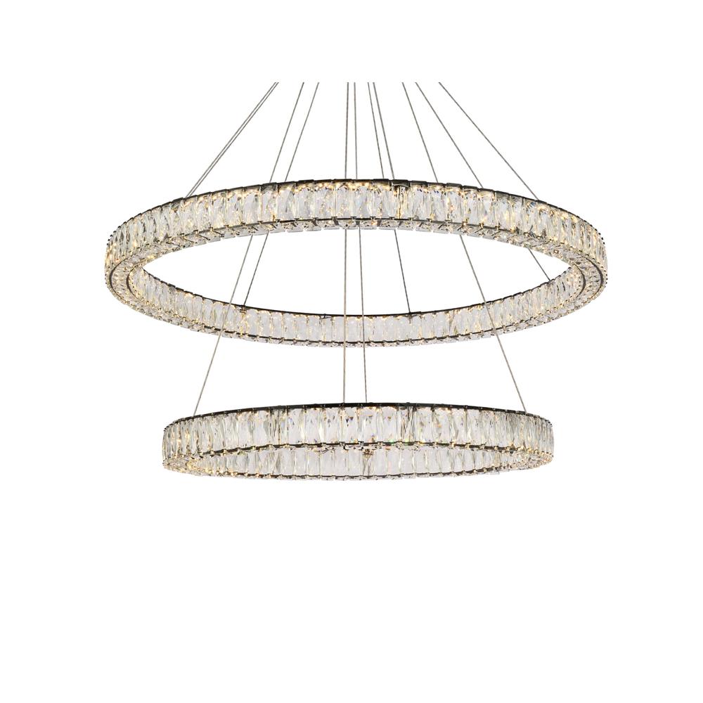 Monroe 42 inch LED round double ring pendant in black. Picture 2