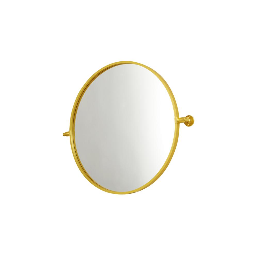 Round pivot mirror 24 inch in gold. Picture 4