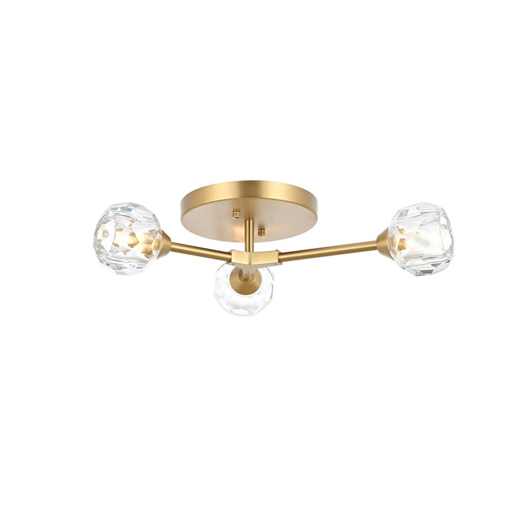 Zayne 3 Light Flush Mount in Gold. Picture 1