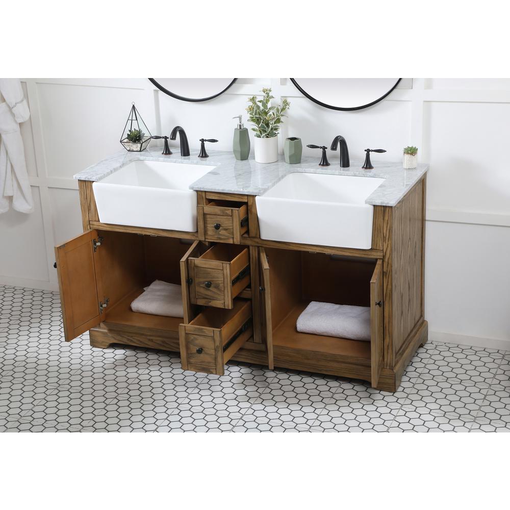60 inch double bathroom vanity in driftwood. Picture 3