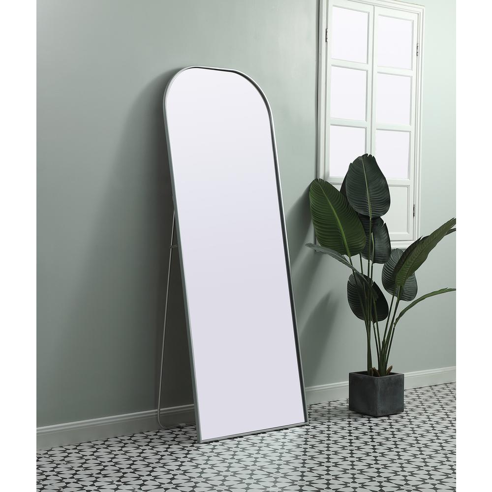 Metal Frame Arch Full Length Mirror 28x74 Inch in Silver. Picture 2