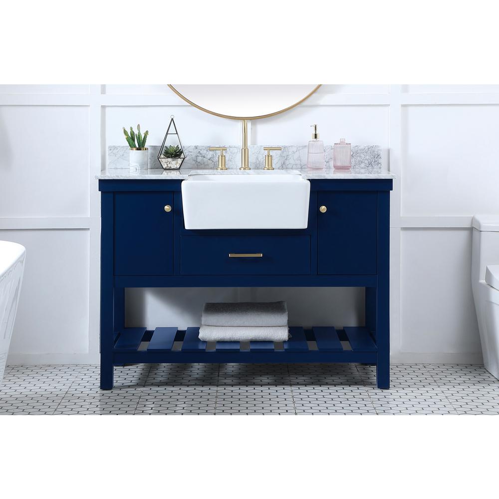48 inch Single bathroom vanity in blue with backsplash. Picture 14