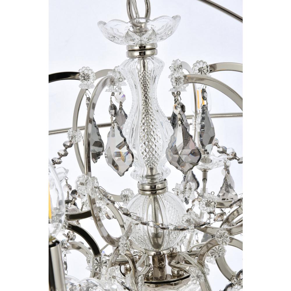 Geneva 6 light polished nickel Chandelier Silver Shade (Grey) Royal Cut crystal. Picture 4