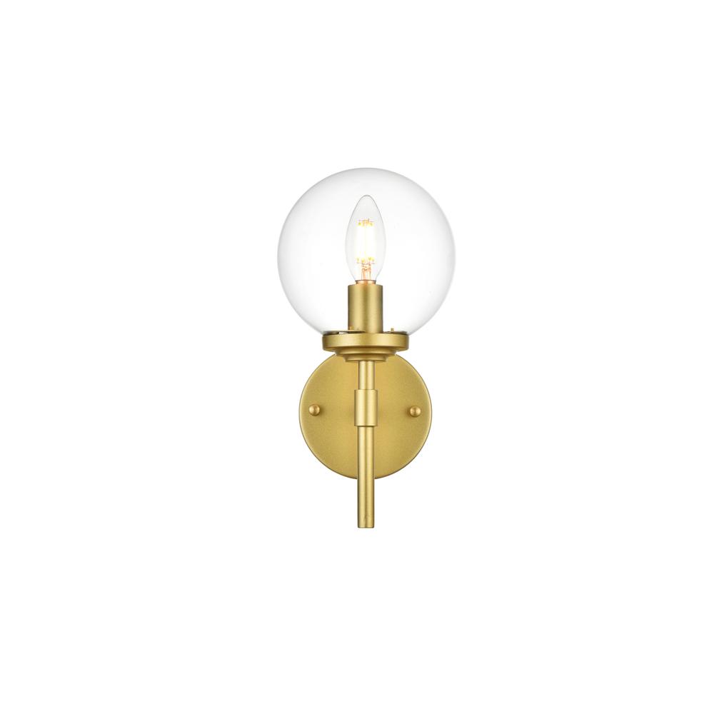 Ingrid 1 light Brass and Clear Bath Sconce. Picture 1