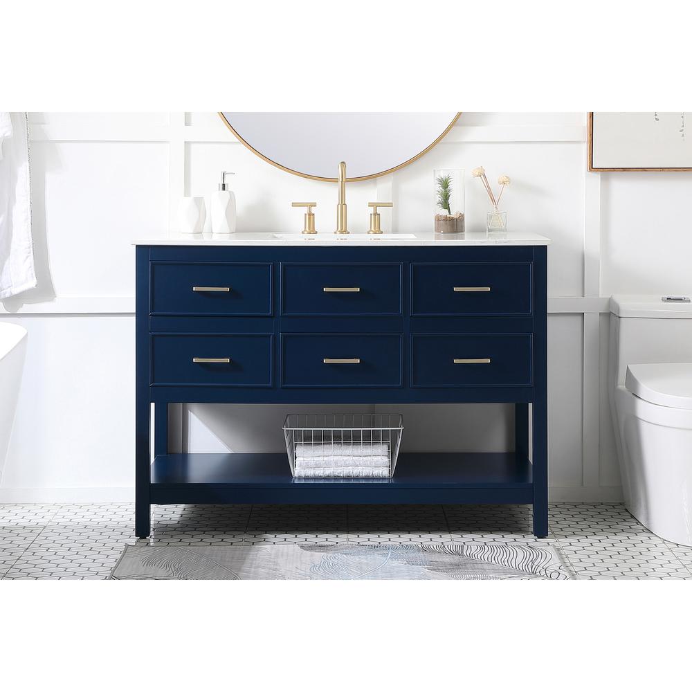 48 inch Single bathroom vanity in blue. Picture 14