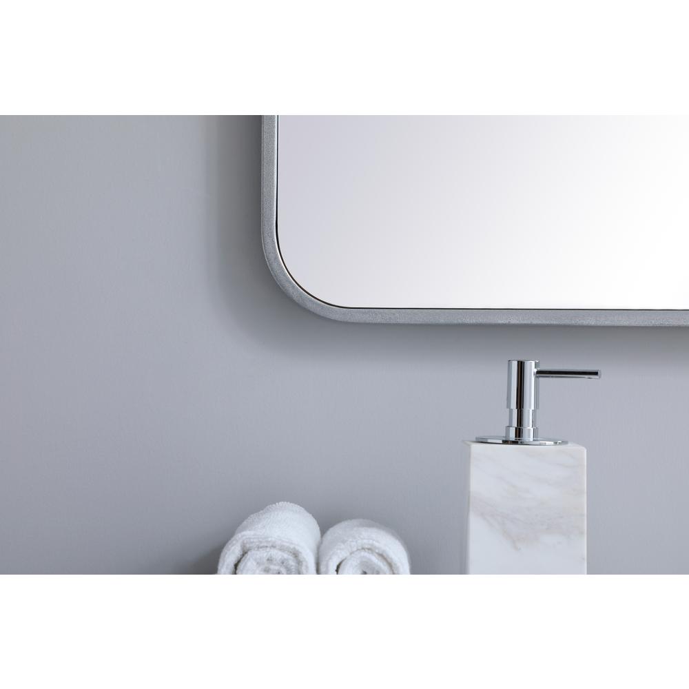 Soft corner metal rectangular mirror 30x36 inch in Silver. Picture 3