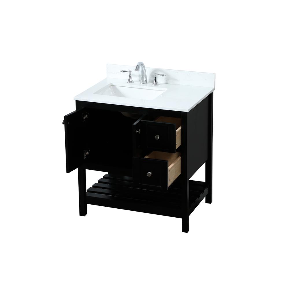 32 inch Single bathroom vanity in black with backsplash. Picture 9