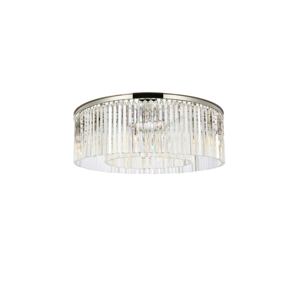 Sydney 10 light polished nickel Flush Mount Clear Royal Cut Crystal. Picture 1