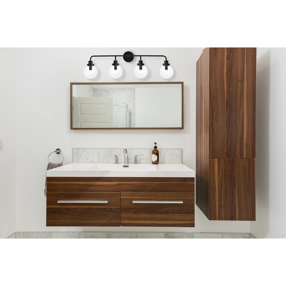 Hanson 4 lights bath sconce in black with clear shade. Picture 7