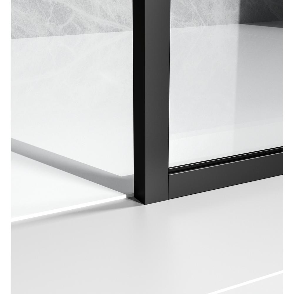 Fixed framed shower door 35 x 76 Matte Black. Picture 6