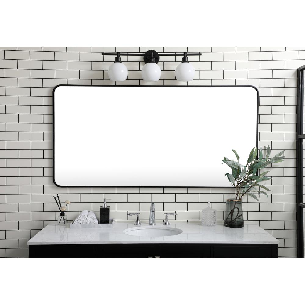 Soft corner metal rectangular mirror 30x60 inch in Black. Picture 9