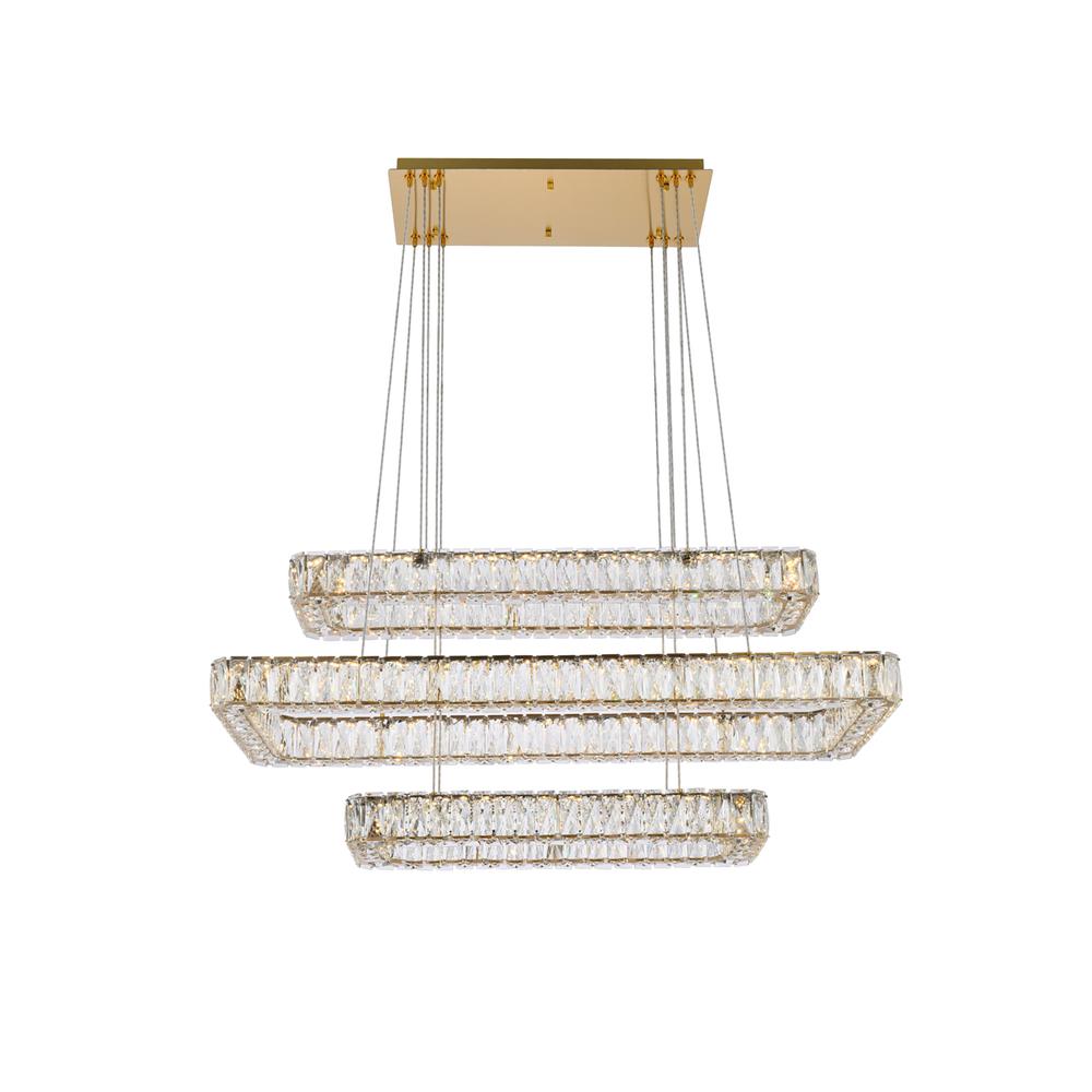 Monroe 42 inch LED triple rectangle pendant in gold. Picture 1