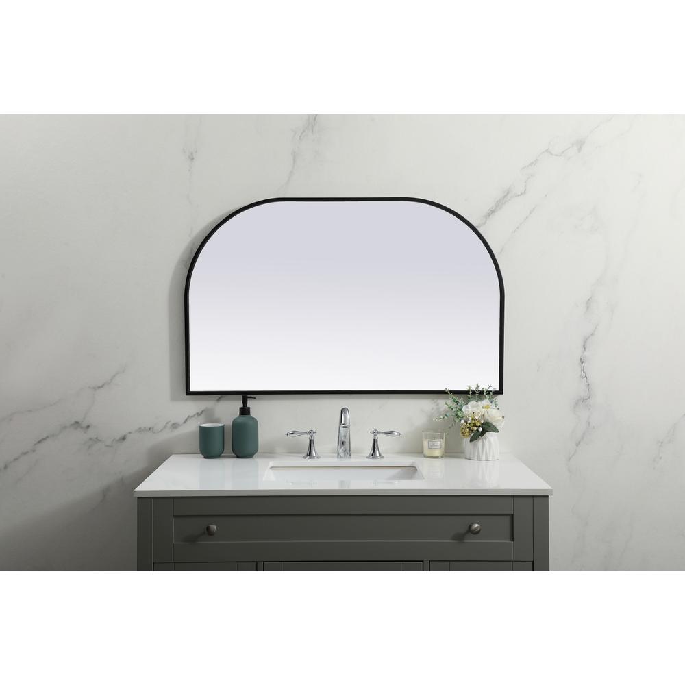 Metal Frame Arch Mirror 39x24 Inch in Black. Picture 3