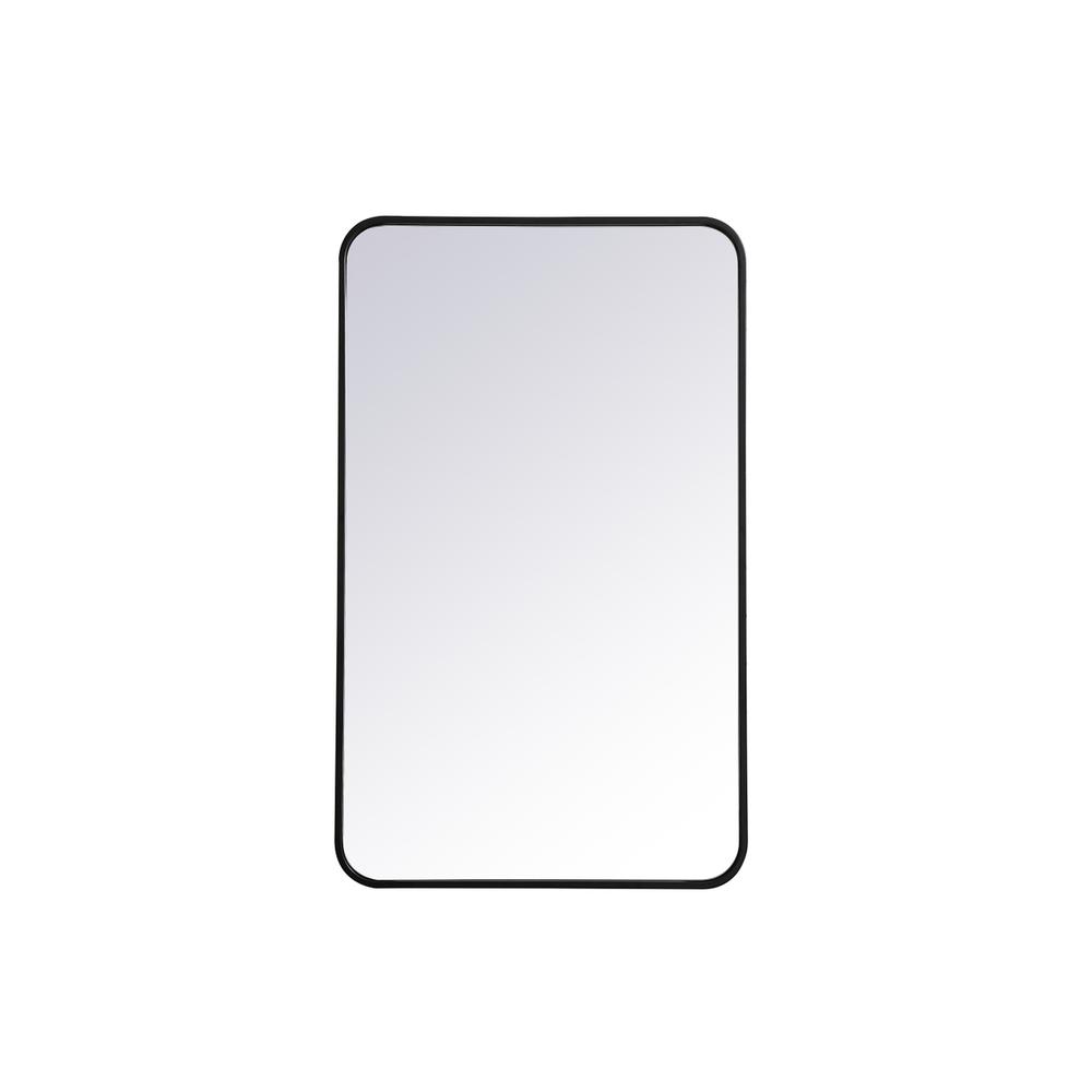 Soft corner metal rectangular mirror 22x36 inch in Black. Picture 1