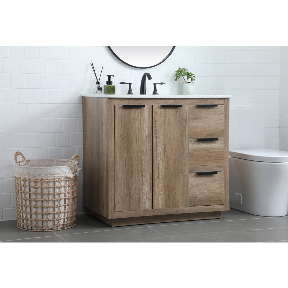 36 Inch SIngle Bathroom Vanity In Natural Oak. Picture 2
