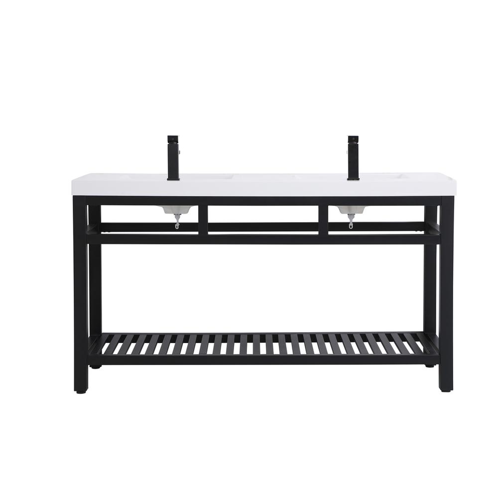 60 inch Double Bathroom Metal Vanity in Black. Picture 13