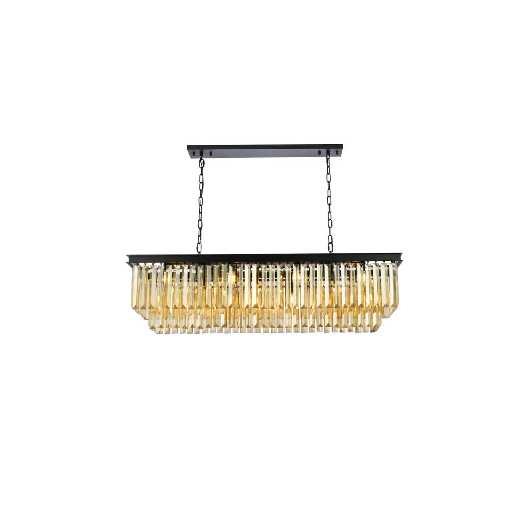 Sydney 12 light Matte Black Chandelier Golden Teak (Smoky) Royal Cut Crystal. Picture 1