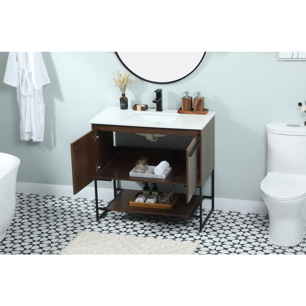 36 inch Single bathroom vanity in walnut. Picture 3