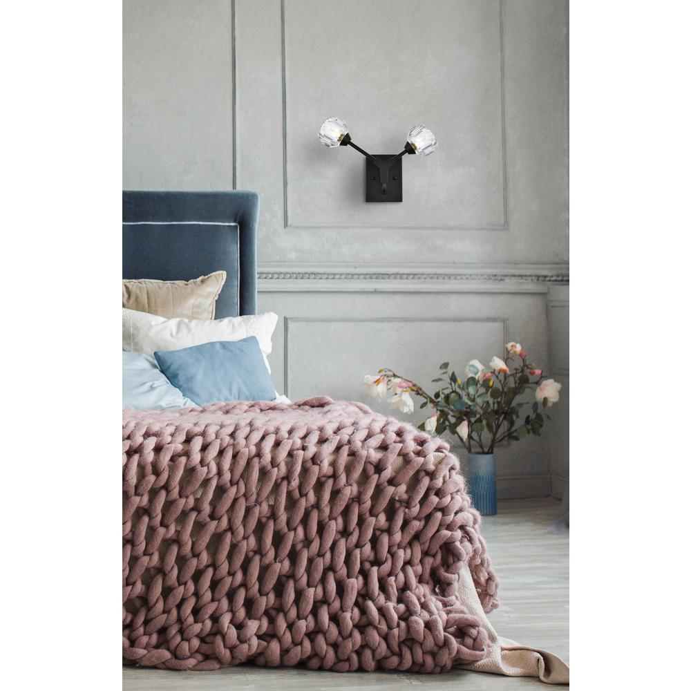 Zayne 2 Light Wall Sconce in Black. Picture 7