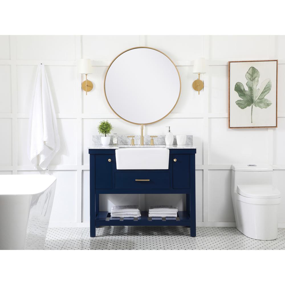 42 inch Single bathroom vanity in blue with backsplash. Picture 4