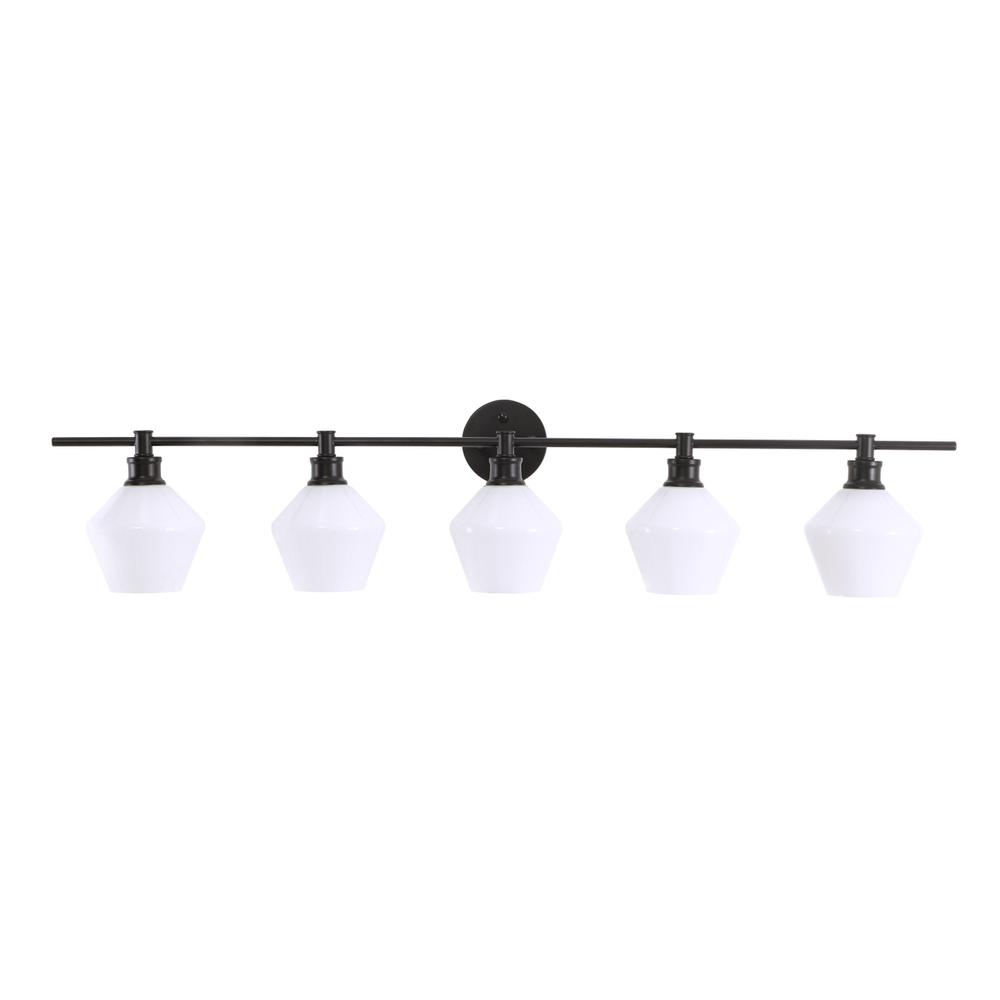 Gene 5 light Black and Frosted white glass Wall sconce. Picture 10