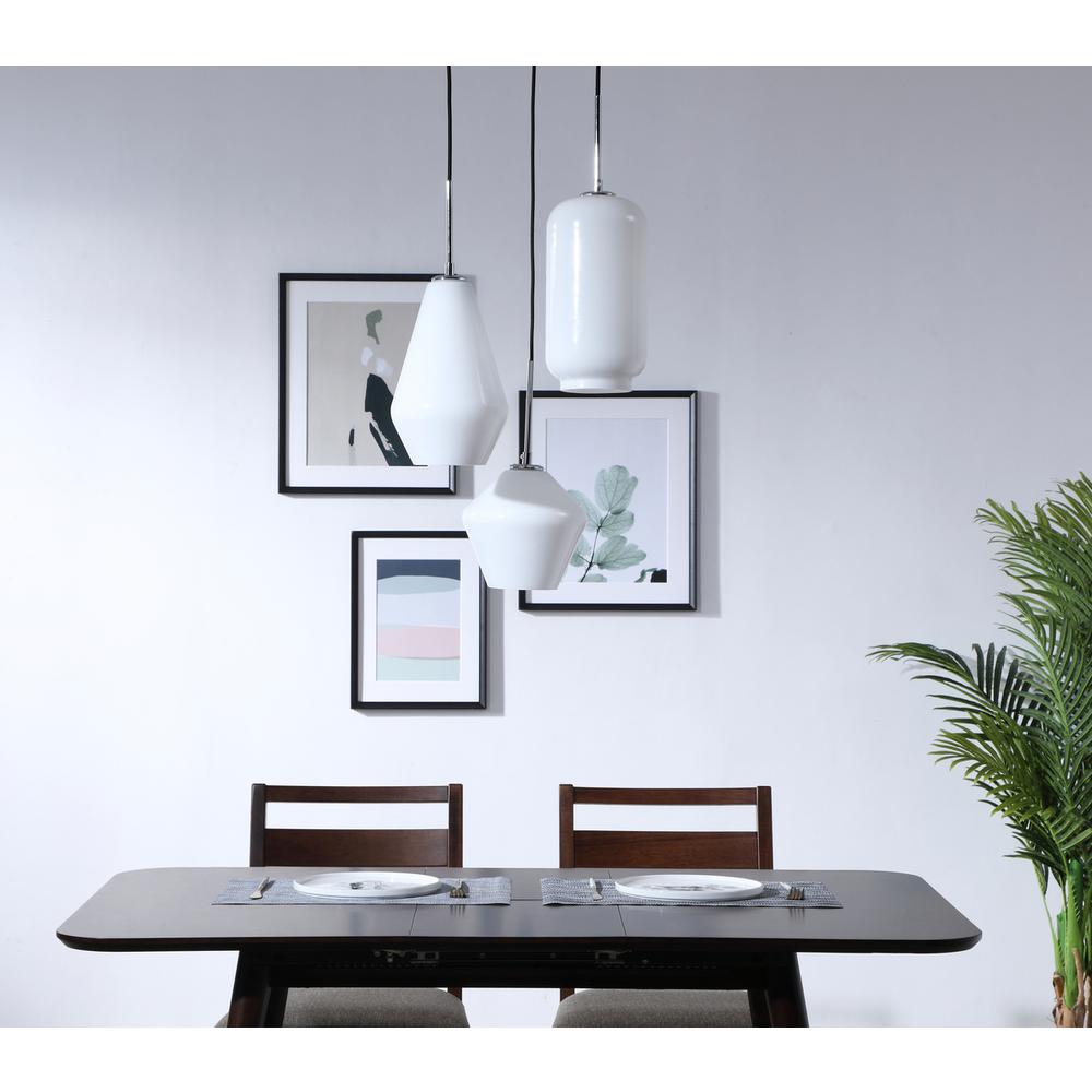 Gene 3 light Chrome and Frosted white glass pendant. Picture 13
