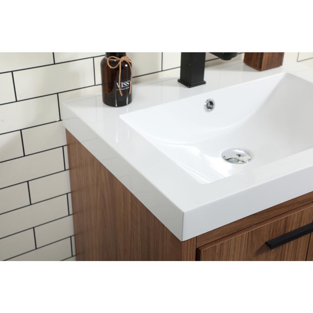 24 inch Single bathroom vanity in walnut brown. Picture 5