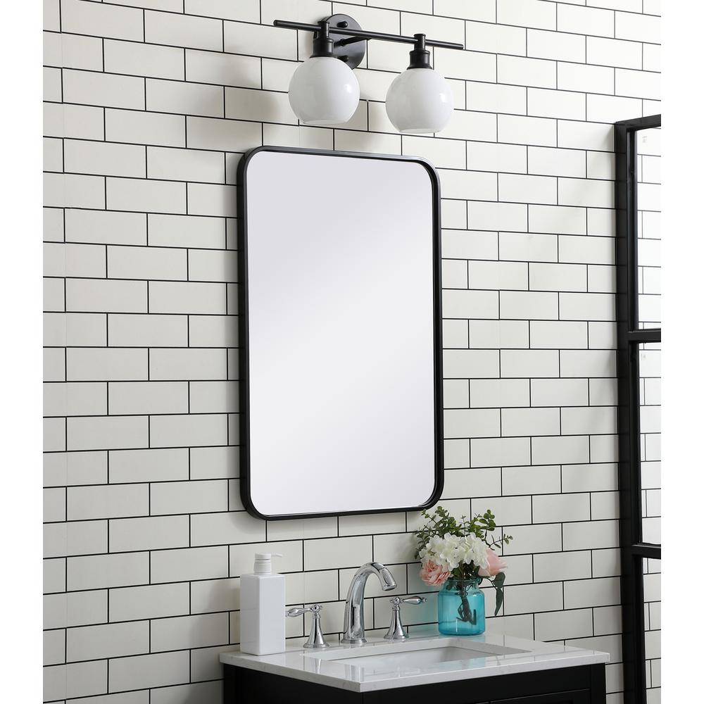 Soft corner metal rectangular mirror 20x30 inch in Black. Picture 2