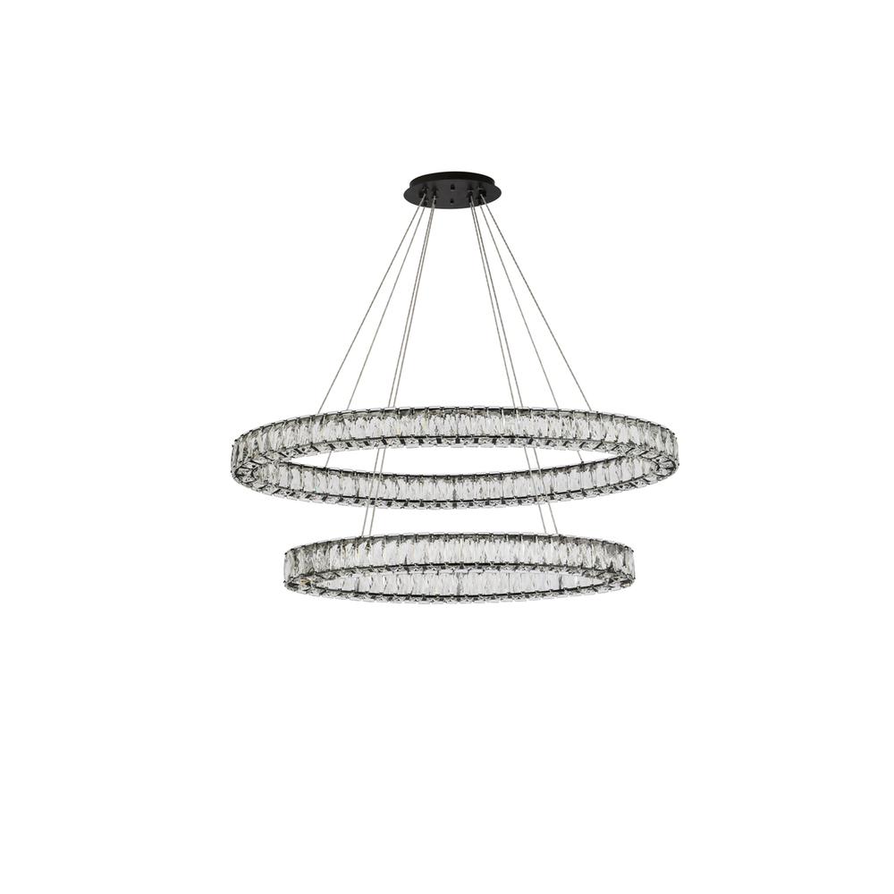 Monroe 40 inch LED oval double ring pendant in black. Picture 6