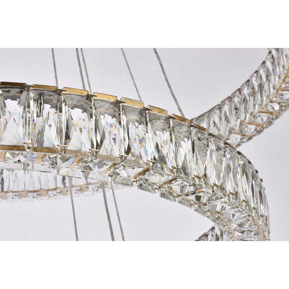 Monroe 41 inch LED triple ring chandelier in gold. Picture 3