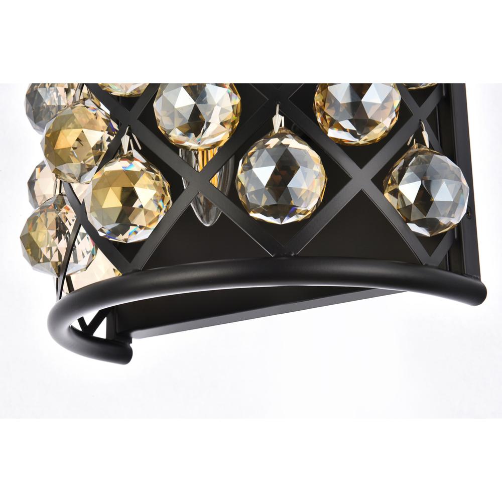 Madison 1 light Matte Black Wall Sconce Golden Teak (Smoky) Royal Cut Crystal. Picture 4
