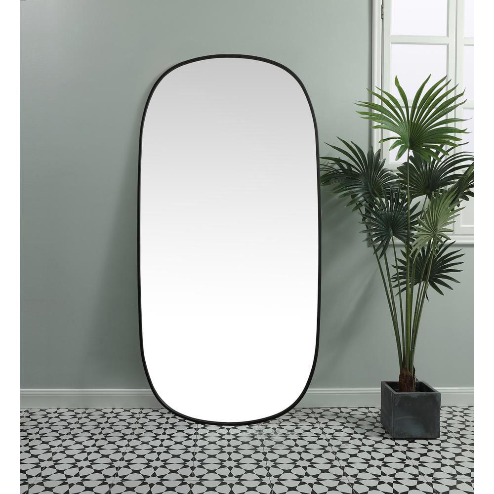Metal Frame Oval Mirror 30x60 Inch in Black. Picture 3